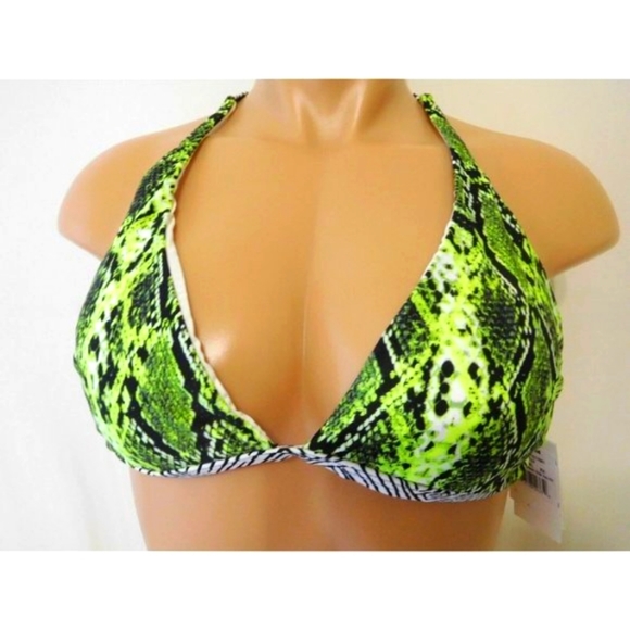 NEW Volcom Bikini Top Urban Tribe Halter Yellow Fish Padded Extra Large XL - Picture 1 of 10